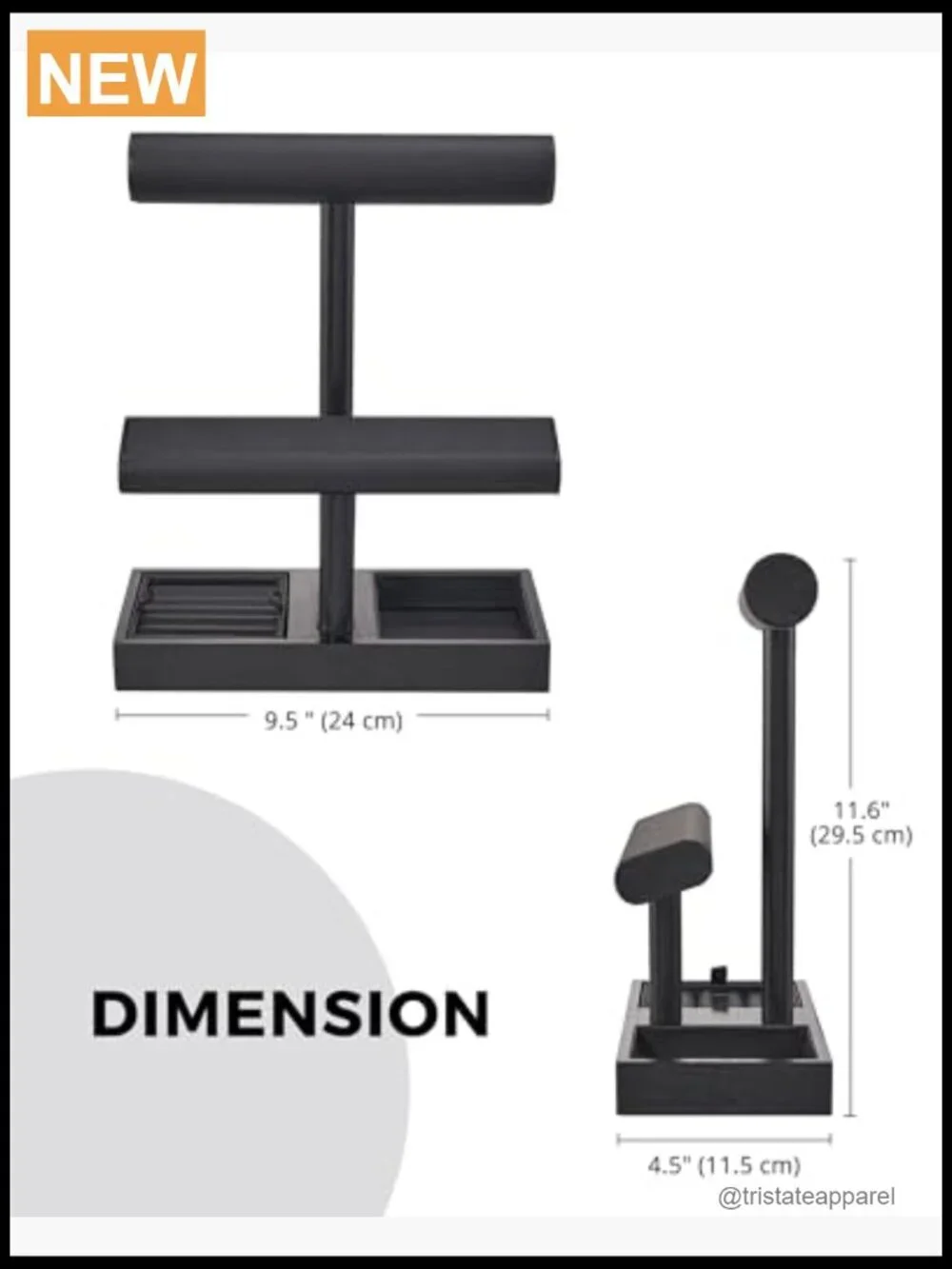 Watch Holder Stand, Wood Jewelry Display Rack Organizer for Necklaces Bracelets
